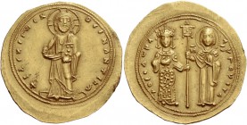Theodora, 1055 – 1056. Histamenon 1055-1056, AV 4.43 g. +IhS XIS DCX RCGNΛNTIhm Christ, nimbate, standing facing on footstool, wearing pallium and col...