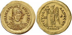 The Ostrogoths, Theoderic, 493 -526. Pseudo-Imperial Coinage. In the name of Anastasius, 491-518. Solidus, Roma 493-526, AV 4.44 g. D N ANASTA – SIVS ...