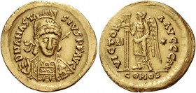The Ostrogoths, Theoderic, 493 -526. Pseudo-Imperial Coinage. In the name of Anastasius, 491-518. Solidus, Roma 493-526, AV 4.36 g. D N ANASTA – SIVS ...