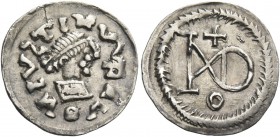 The Gepids. Pseudo-Imperial Coinage. In the name of Justin, 518-526. Quarter siliqua, Sirmium 518-526, AR 0.80 g. b N(retrograd) IVSTINVS end of legen...