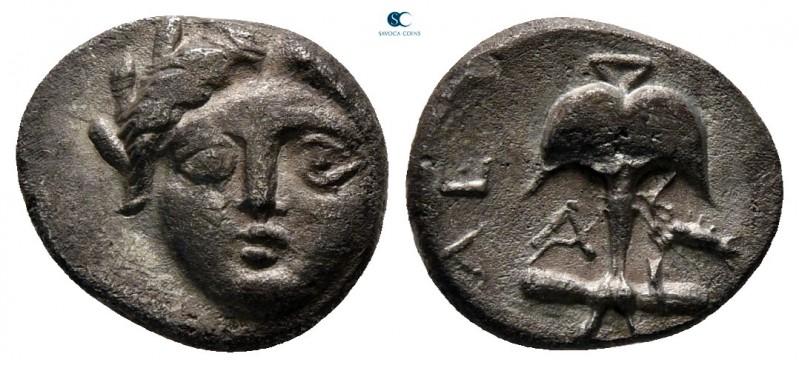 Thrace. Apollonia Pontica circa 450-400 BC. 
Diobol AR

11 mm., 1,23 g.


...