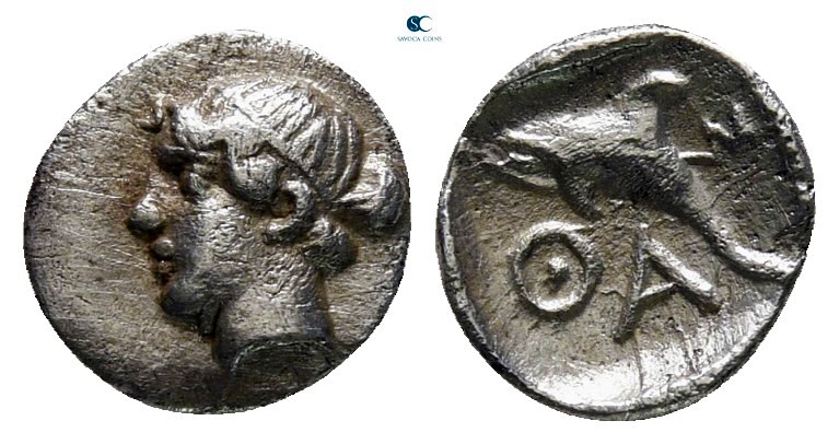 Islands off Thrace. Thasos 411-404 BC. 
Hemiobol AR

8 mm., 0,26 g.



ve...