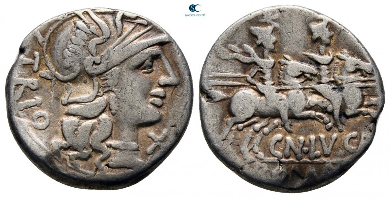 Cn. Lucretius Trio 136 BC. Rome
Denarius AR

18 mm., 3,76 g.



very fine