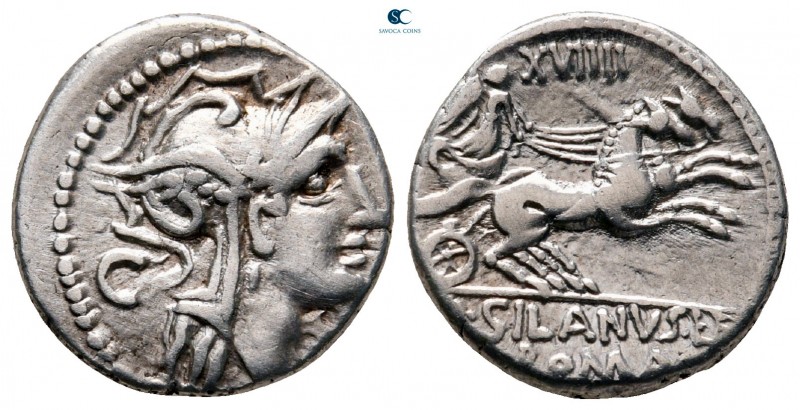 D. Silanus L. F. 91 BC. Rome
Denarius AR

18 mm., 3,88 g.



very fine