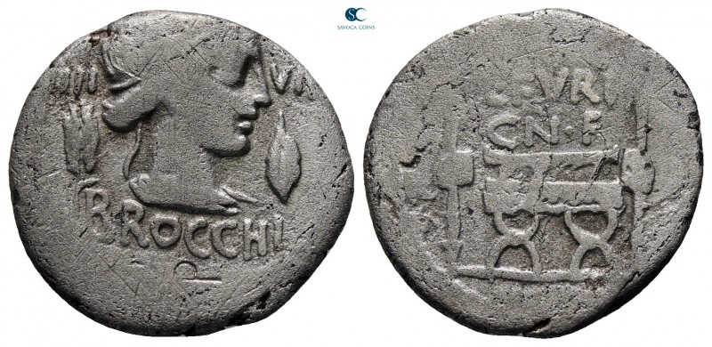 L. Furius Cn. f. Brocchus 63 BC. Rome
Denarius AR

19 mm., 3,28 g.



nea...