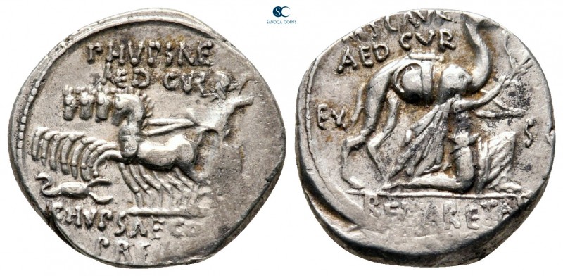 M. Aemilius Scaurus and P. Plautius Hypsaeus 58 BC. Rome
Denarius AR

18 mm.,...