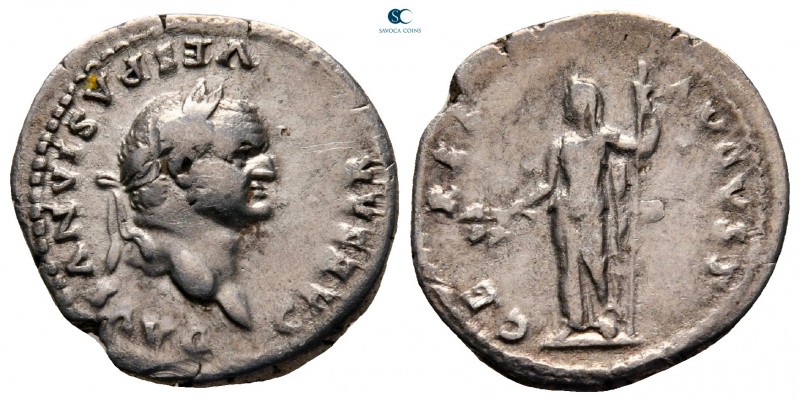 Vespasian AD 69-79. Rome
Denarius AR

20 mm., 3,22 g.



very fine