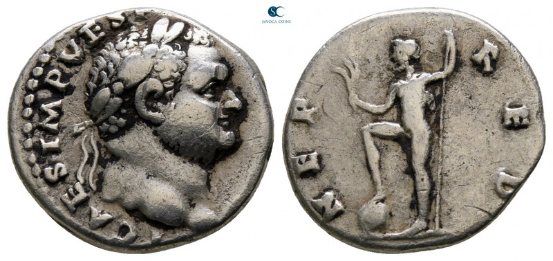 Titus AD 79-81. Antioch
Denarius AR

17 mm., 3,26 g.



nearly very fine