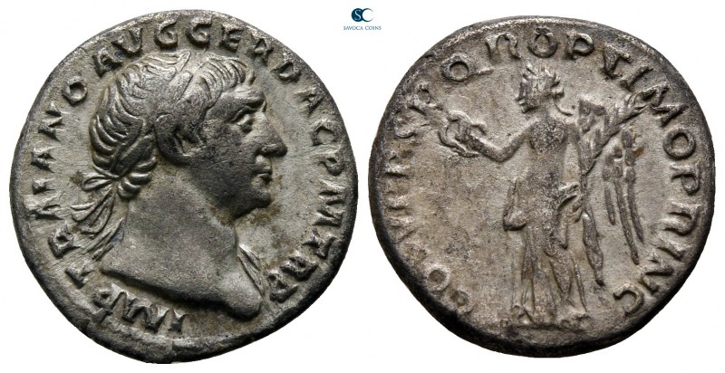 Trajan AD 98-117. Rome
Denarius AR

18 mm., 3,27 g.



nearly very fine
