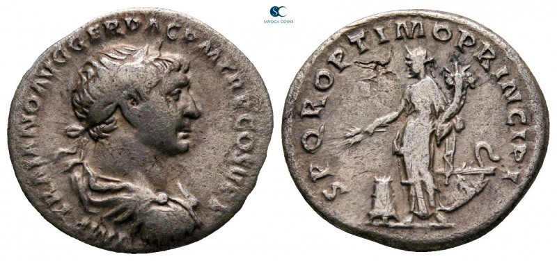 Trajan AD 98-117. Rome
Denarius AR

19 mm., 3,07 g.



very fine
