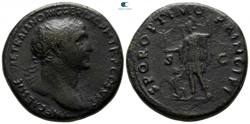 Trajan AD 98-117. Rome
Sestertius Æ

33 mm., 25,23 g.



nearly very fine...