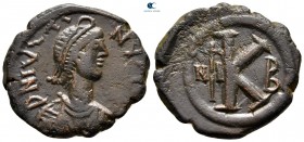 Justin I AD 518-527. Nikomedia. Half follis Æ