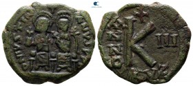 Justin II and Sophia AD 565-578. Cyzicus. Half follis Æ