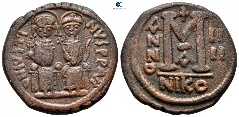 Justin II and Sophia AD 565-578. Nikomedia
Follis Æ

30 mm., 14,54 g.



...