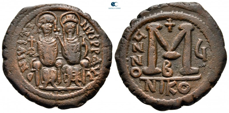 Justin II and Sophia AD 565-578. Nikomedia
Follis Æ

32 mm., 13,36 g.



...