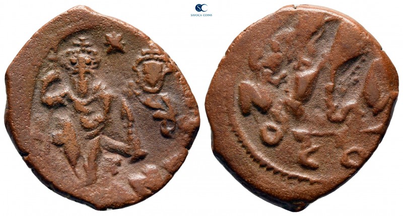 Heraclius with Heraclius Constantine AD 610-641. Constantinople
Follis Æ

25 ...