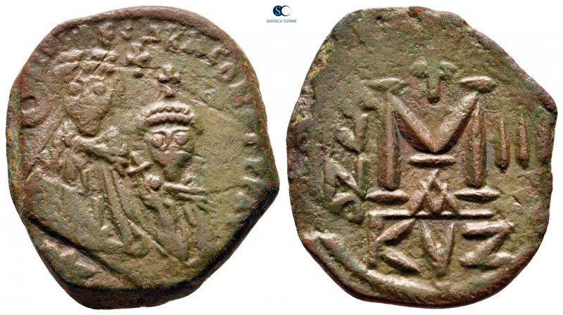 Heraclius with Heraclius Constantine AD 610-641. Cyzicus
Follis Æ

30 mm., 10...