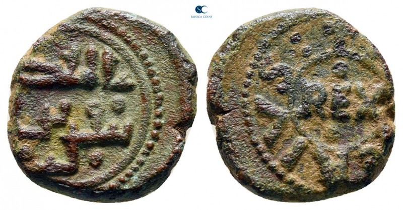 Tancredi and Ruggero AD 1089-1194. Sicily. Messina
Follaro Æ

13 mm., 1,95 g....