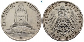 Germany. Sachsen. Frederick Augustus III, King of Saxony AD 1904-1918. Struck 1913 in Leipzig(E). 3 Deutsche Mark