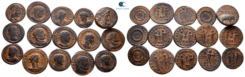 Lot of ca. 15 late roman bronze coins / SOLD AS SEEN, NO RETURN!

nearly very ...