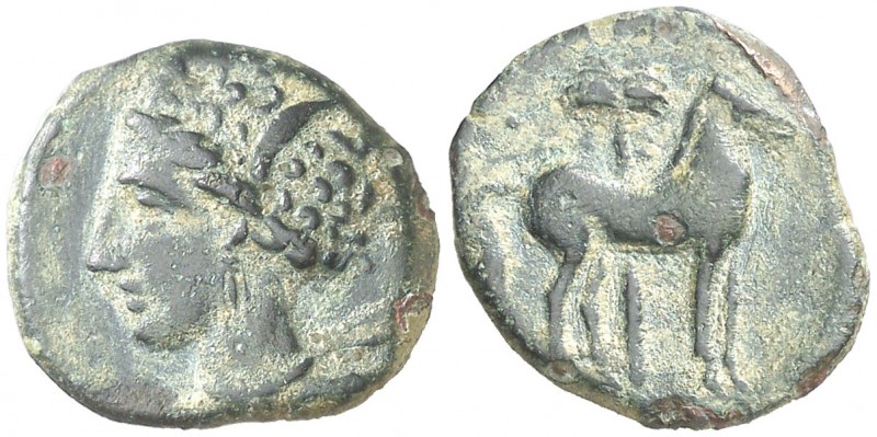 (s. IV a.C.). Zeugitana. Cartago. AE 17. (S. 6444 var). 2,58 g. Pátina verde. MB...