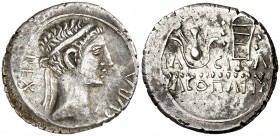 Mauritania. Juba II y Cleopatra (25 a.C.-23 d.C.). Denario. (S.GIC. 6003 var) (Müller III, pág. 109, nº 91). 3,37 g. Pequeña grieta radial. Rara. MBC+...