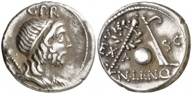 (hacia 76-75 a.C.). Gens Cornelia. Denario. (Bab. 54) (Craw. 393/1a). 3,73 g. Leve raspadura en anverso. MBC+/EBC-.