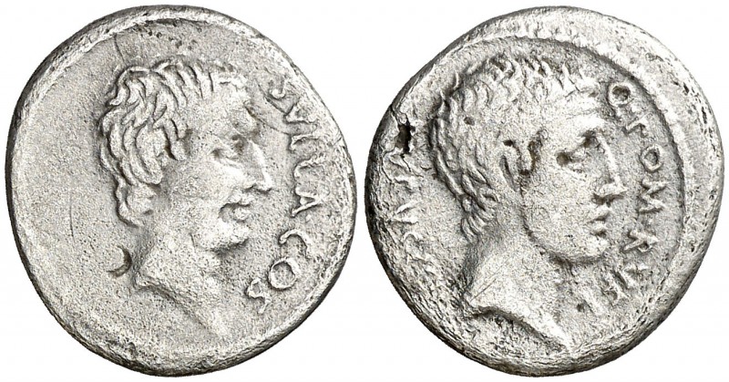(hacia 54 a.C.). Gens Pompeia. Denario. (Bab. 4) (Craw. 434/1). 3,47 g. Oxidacio...