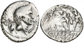 (42-40 a.C.). Sexto Pompeyo. Denario. (Spink 1392) (S. 17, como Pompeyo Magno) (Craw. 511/3a). 3,56 g. Rara. (MBC-).