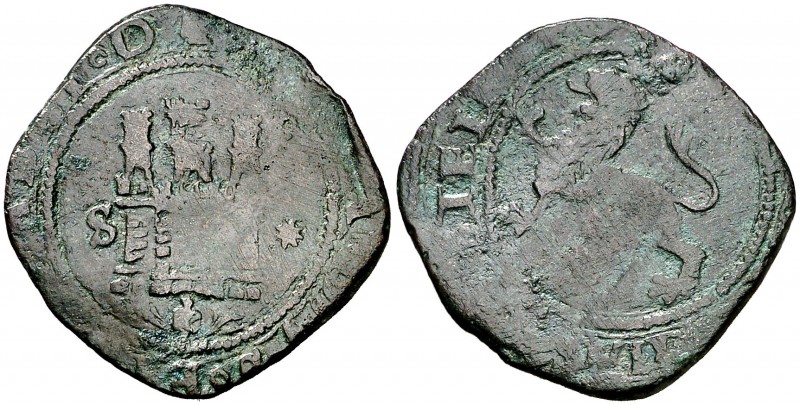 Reyes Católicos. Sevilla. 2 maravedís. (AC. 106). 2,72 g. BC+.