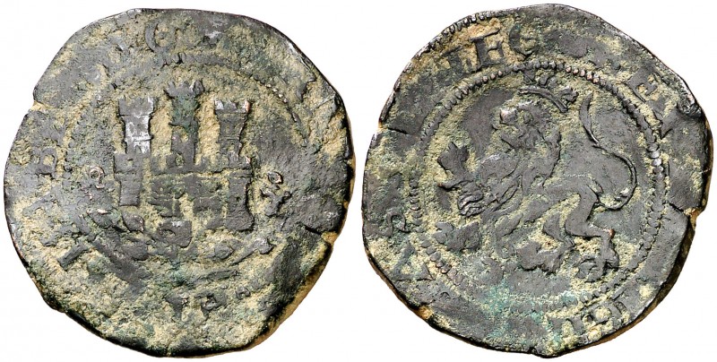 Reyes Católicos. Toledo. 2 maravedís. (AC. 112). 4,60 g. Rara. BC+/MBC-.