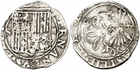 Reyes Católicos. Sevilla. . 2 reales. (AC. 523). 6,82 g. Ensayador en reverso. BC+.