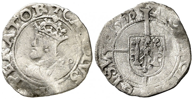 1553. Carlos I. Besançon. 1/2 carlos. (Vti. falta) (P.A. 5388 sim). 0,57 g. Algo...