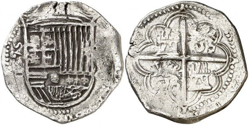 1595. Felipe II. Granada. (F). 4 reales. (AC. 491). 13,52 g. Rayitas. Rara. (MBC...