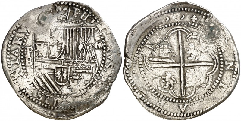 s/d (1578-1595). Felipe II. Potosí. B. 8 reales. (AC. 672). 27,03 g. Agujero tap...