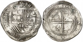 s/d (1578-1595). Felipe II. Potosí. B. 8 reales. (AC. 672). 27,03 g. Agujero tapado. (MBC-).
