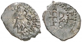 (1611). Felipe III. Perpinyà. 1 diner. (AC. 48) (Cru.C.G. 3810). 0,53 g. Con A. Rara. MBC.