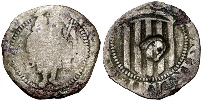 s/d. Felipe III. Perpinyà. 1 sou. (AC. 50) (Cru.C.G. 3807a). 1,20 g. Contramarca...
