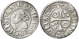 1612. Felipe III. Barcelona. 1/2 croat. (AC. 375) (Cru.C.G. 4342b). 1,37 g. MBC.