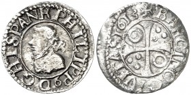 1613. Felipe III. Barcelona. 1/2 croat. (AC. 378) (Cru.C.G. 4342g). 1,44 g. Manchitas. MBC-.