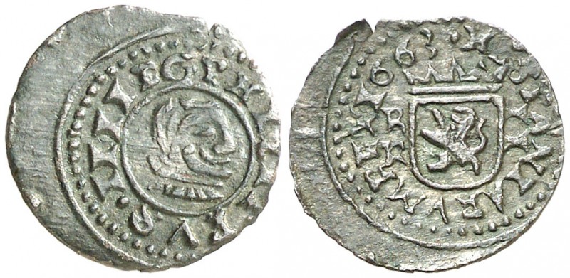 1663. Felipe IV. Burgos. R. 2 maravedís. (AC. 113). 0,59 g. Algo descentrada. Be...