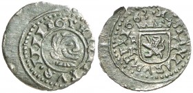 1663. Felipe IV. Burgos. R. 2 maravedís. (AC. 113). 0,59 g. Algo descentrada. Bella. Escasa así. EBC-.