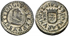 1663. Felipe IV. Burgos. R. 4 maravedís. (AC. 188). 0,96 g. Atractiva. Escasa así. EBC-.