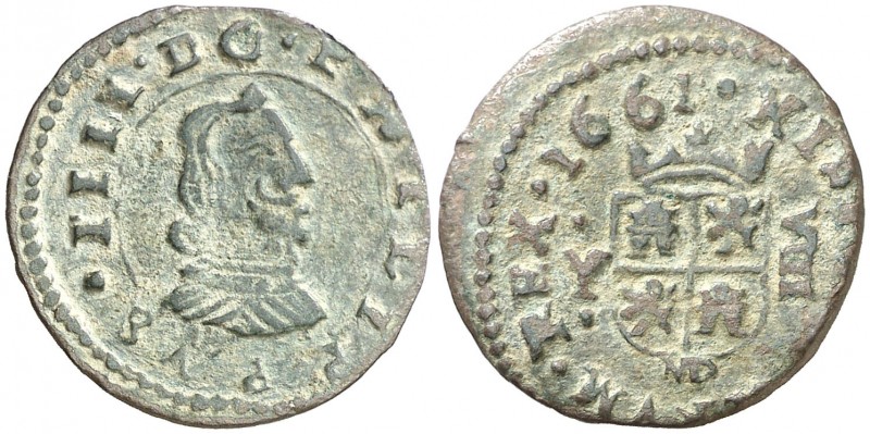 1661. Felipe IV. MD (Madrid). Y. 8 maravedís. (AC. 358). 1,96 g. MBC+.