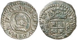1661. Felipe IV. Sevilla. R. 8 maravedís. (AC. 405). 2,12 g. Atractiva. MBC+.