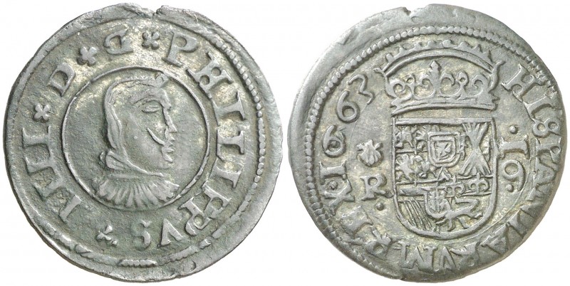 1663. Felipe IV. Coruña. R. 16 maravedís. (AC. 453). 4,41 g. MBC+.
