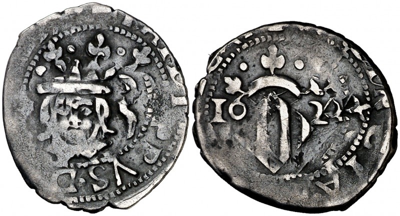1624. Felipe IV. Valencia. 1 divuitè. (AC. 813) (Cru.C.G. 4434a). 2,05 g. Fecha ...