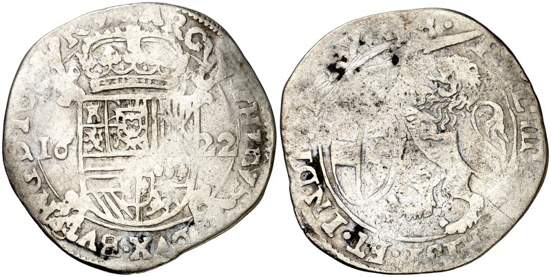 1622. Felipe IV. Bruselas. 1 escalín. (Vti. 565) (Vanhoudt 648.BS). 5 g. BC+/BC....