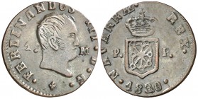 1830. Fernando VII. Pamplona. 1 maravedí. (AC. 39). 1,44 g. Buen ejemplar. Ex Áureo 15/06/1995, nº 643. MBC+.