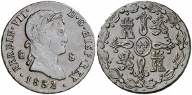 1832. Fernando VII. Segovia. 8 maravedís. (AC. 238). 10,56 g. MBC/MBC+.